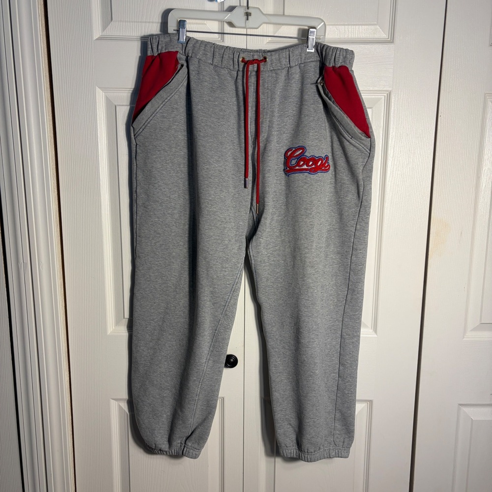 Vintage Coogi Jogger Sweatpants Men XXXL Gray Y2K Red Embroidered Logo Fleece